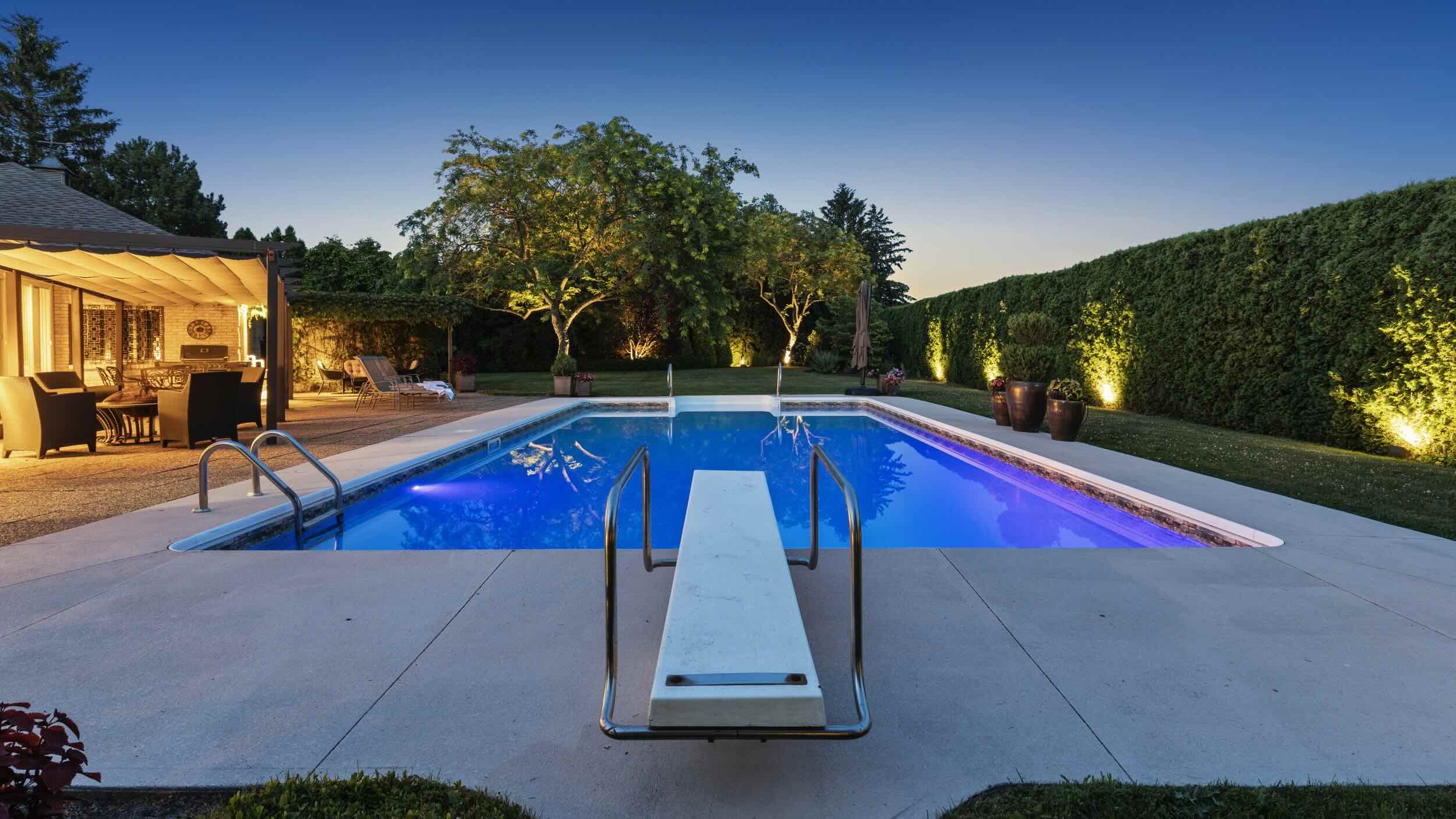 Swimming pool at night