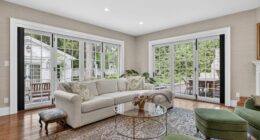 235 Simcoe Street interior living room with tress outside
