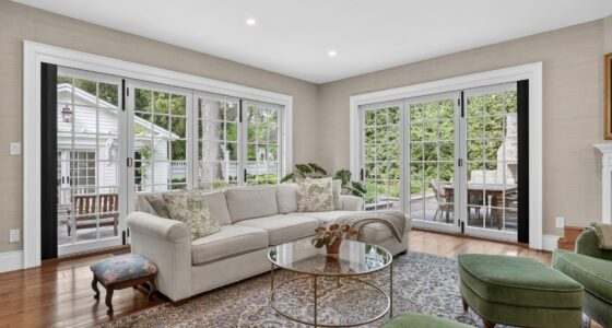 235 Simcoe Street interior living room with tress outside