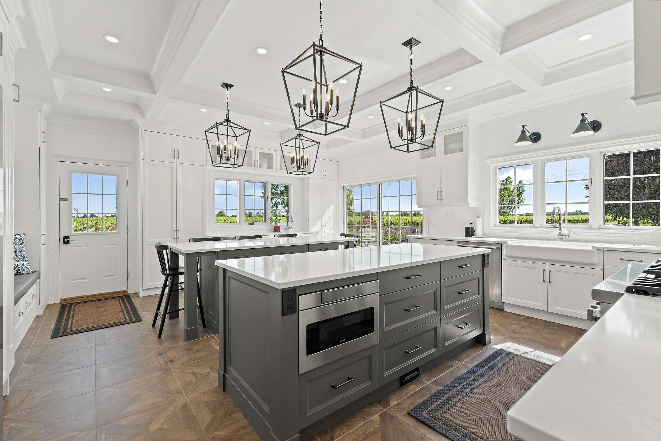 The Kitchen with bright windows and views