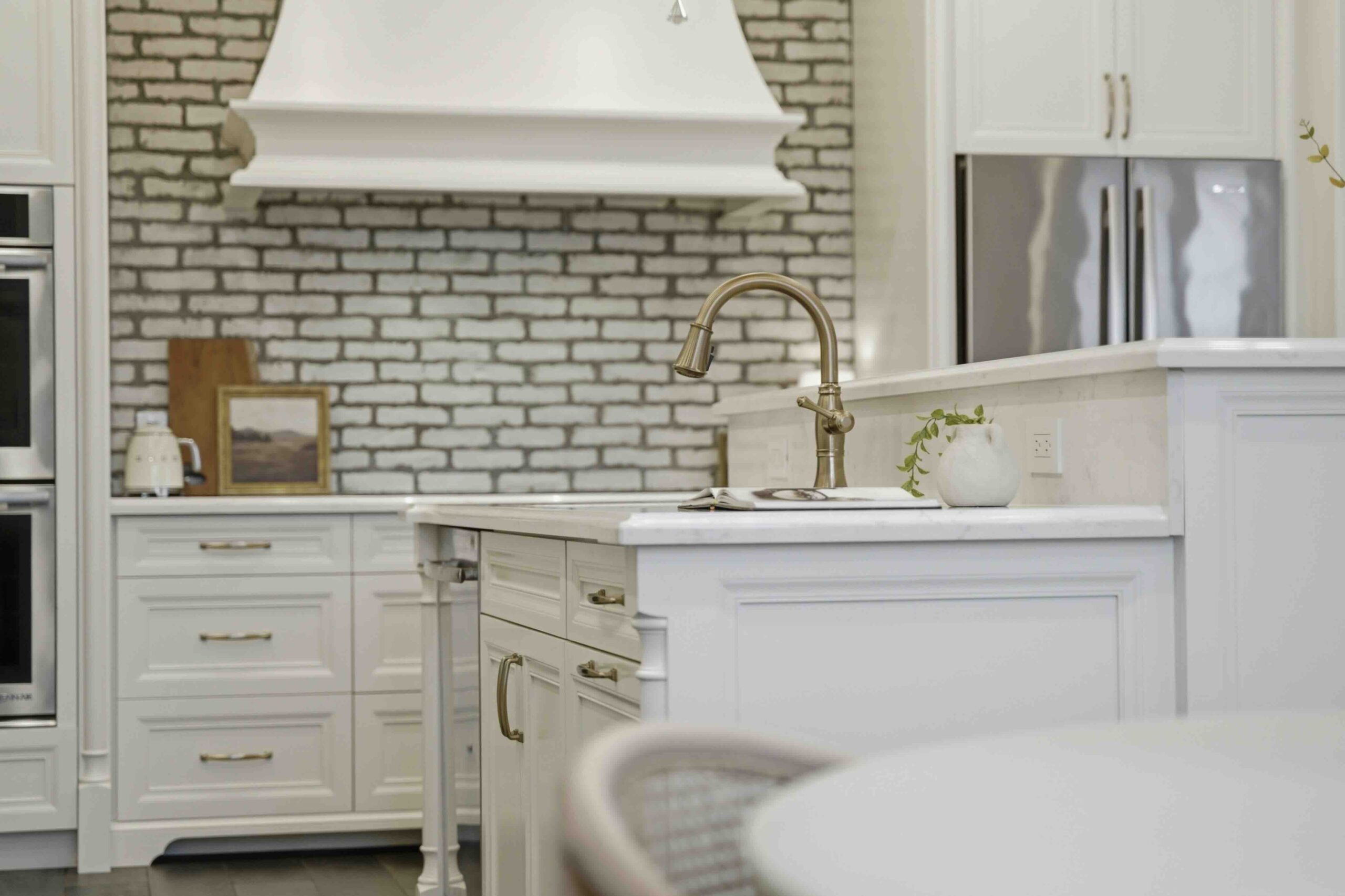 The elegant kitchen with sink and hood